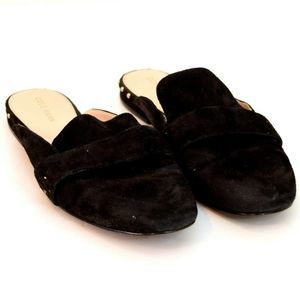 Cole Haan Mules Flats Slip On Shoes Womens Size 6.5B Black Studded Suede Leather